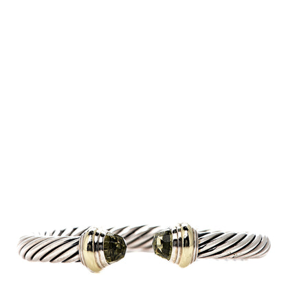 David Yurman Sterling Silver 14K Yellow Gold Lemon Citrine 7mm Cable Classics Bracelet 1 of 4