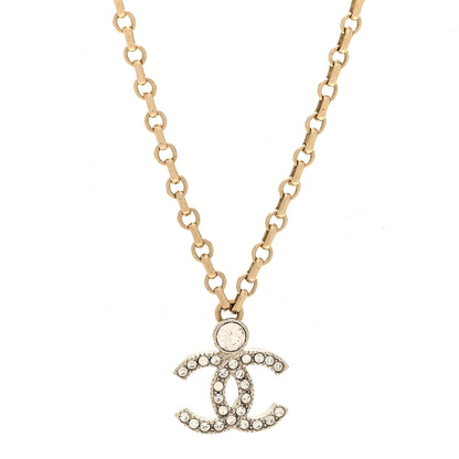 Chanel Crystal CC Necklace Gold Silver 4 of 6