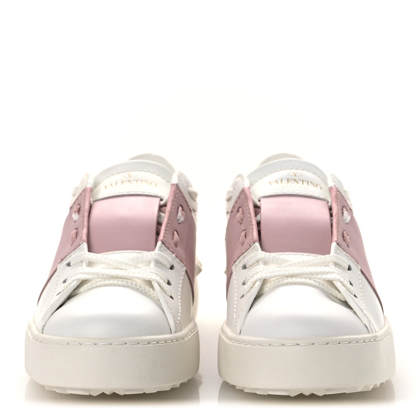 Calfskin Rockstud Open Sneakers 36 White Lipstick