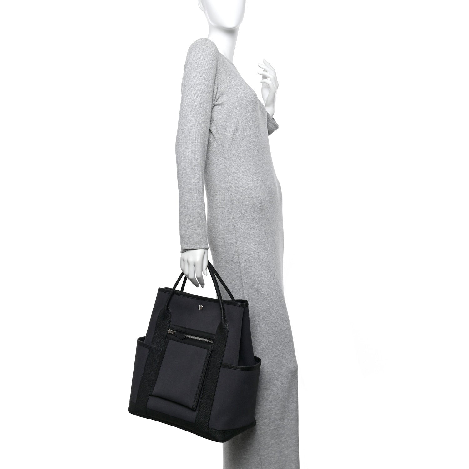 Hermes Toile Militaire Negonda Vertical Pockets Garden Party Carbone Black 2 of 9