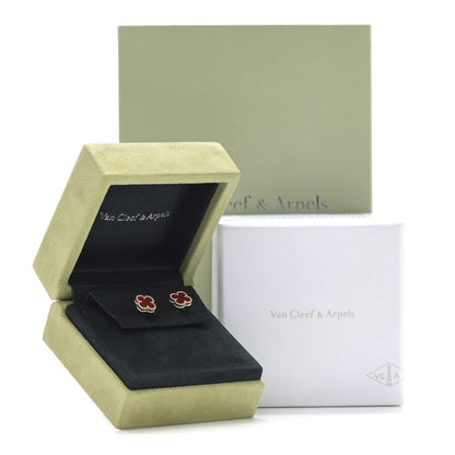Van Cleef & Arpels 18K Rose Gold Carnelian Sweet Alhambra Earrings 6 of 6