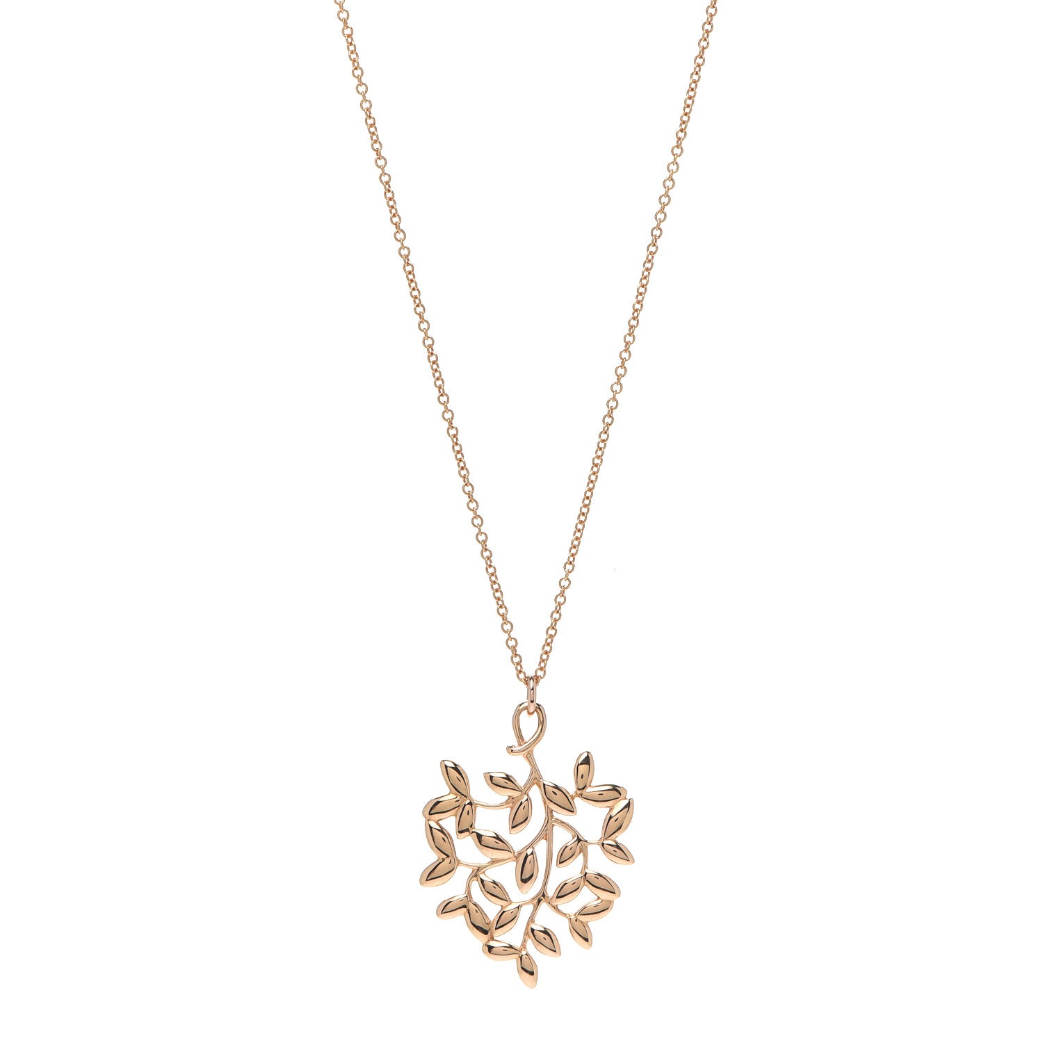Tiffany 18K Rose Gold Small Paloma Picasso Olive Leaf Pendant Necklace 1 of 6