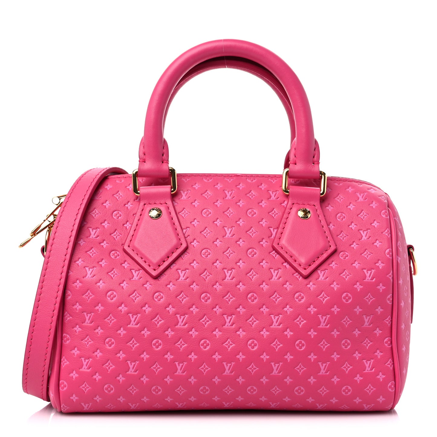 Calfskin Nanogram Embossed Speedy Bandouliere 20 Rose
