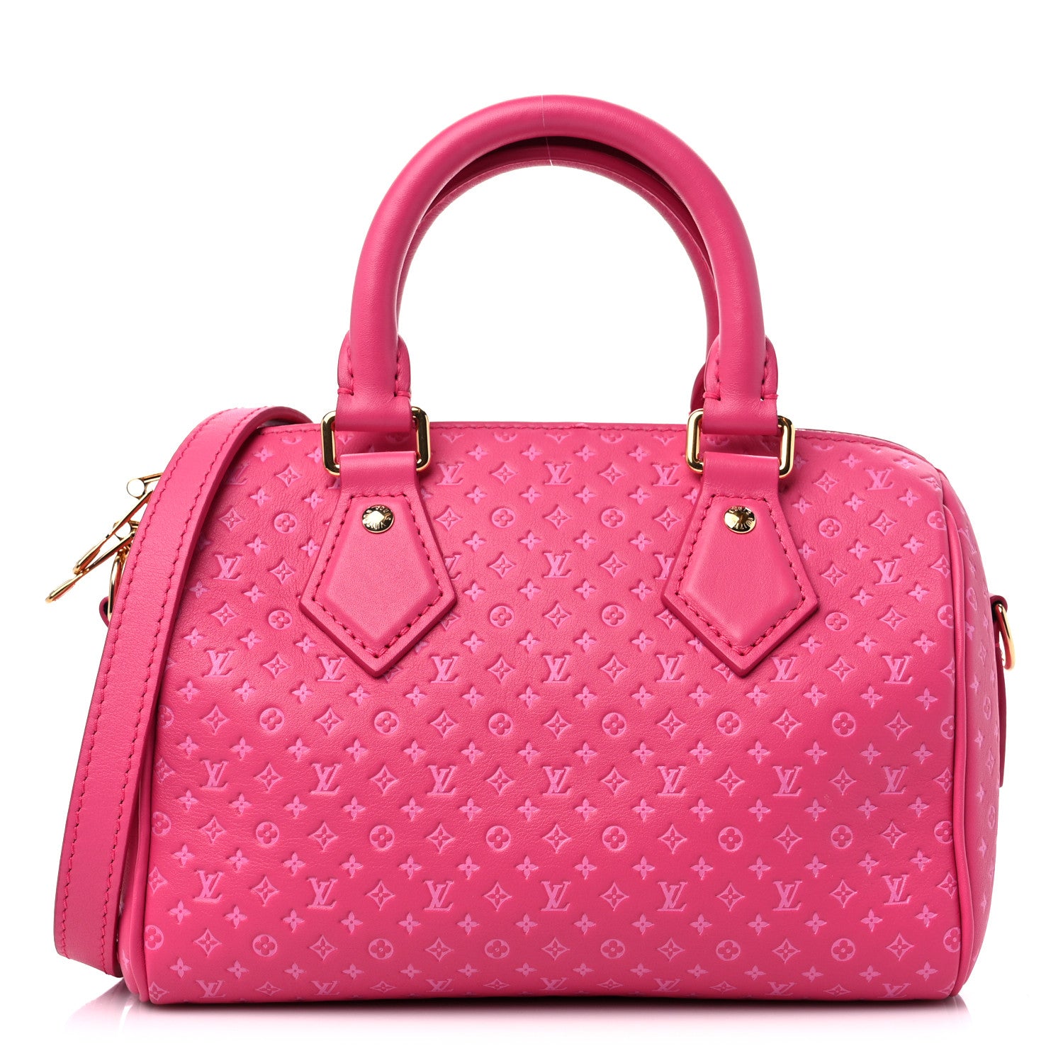 Louis Vuitton Calfskin Nanogram Embossed Speedy Bandouliere 20 Rose 1 of 8