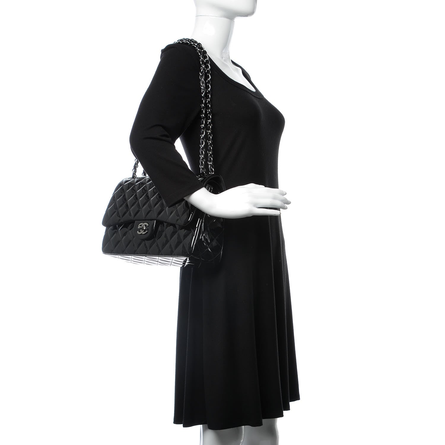 Chanel Patent Quilted Jumbo Double Flap Black 3 of 8