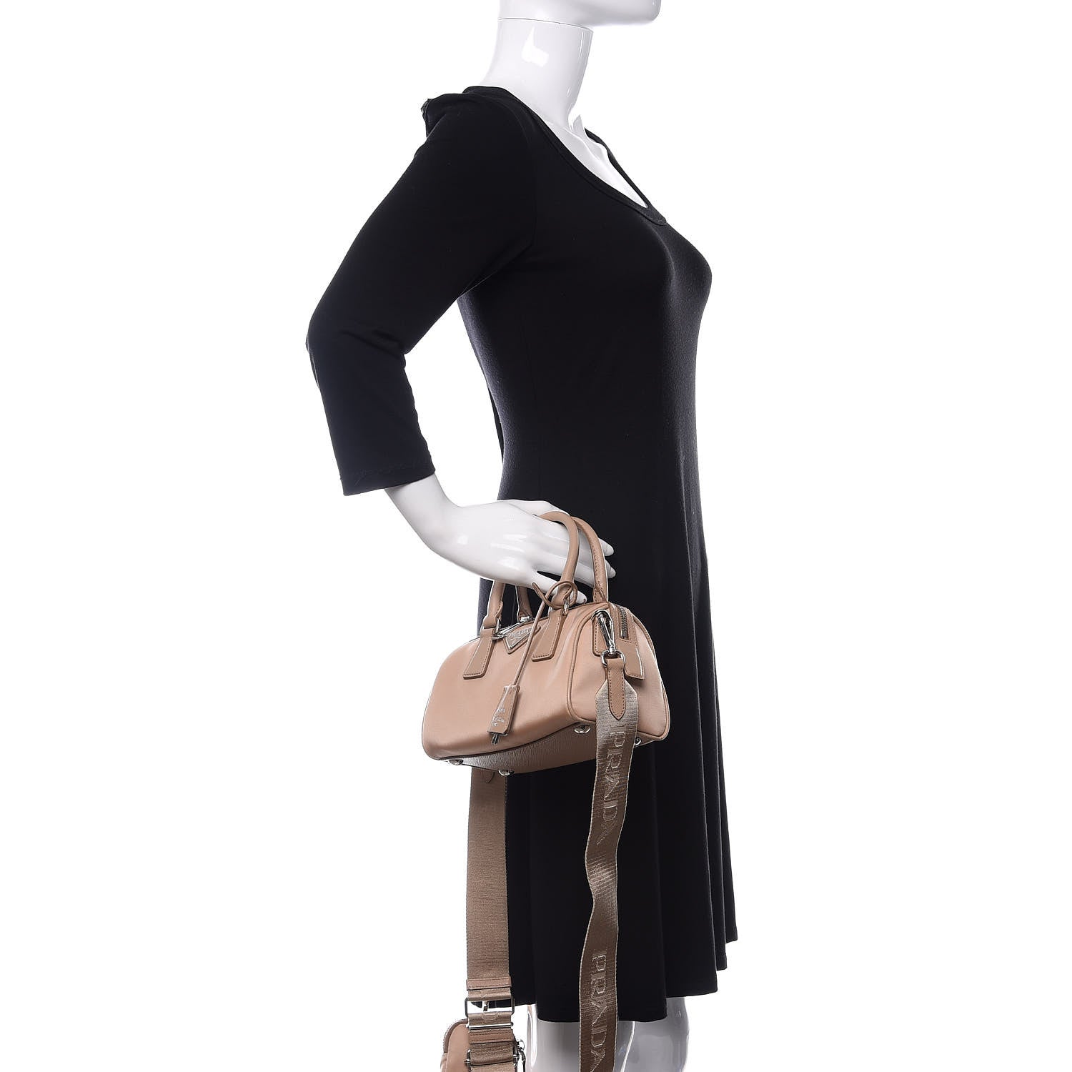 Prada Tessuto Nylon Saffiano Re-Edition 2005 Top Handle Crossbody Bag Cammeo 3 of 10