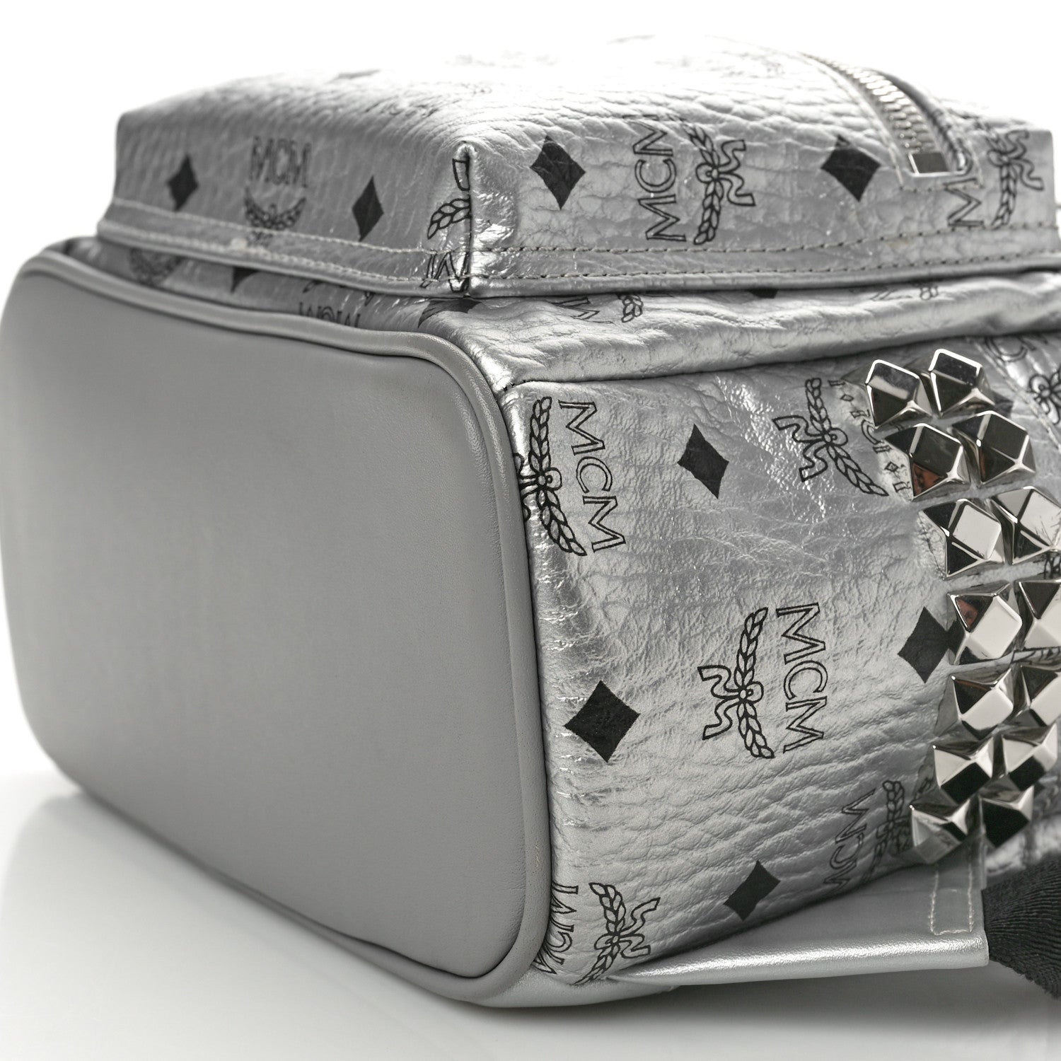 MCM Visetos Small Side Stud Stark Backpack Silver 10 of 10