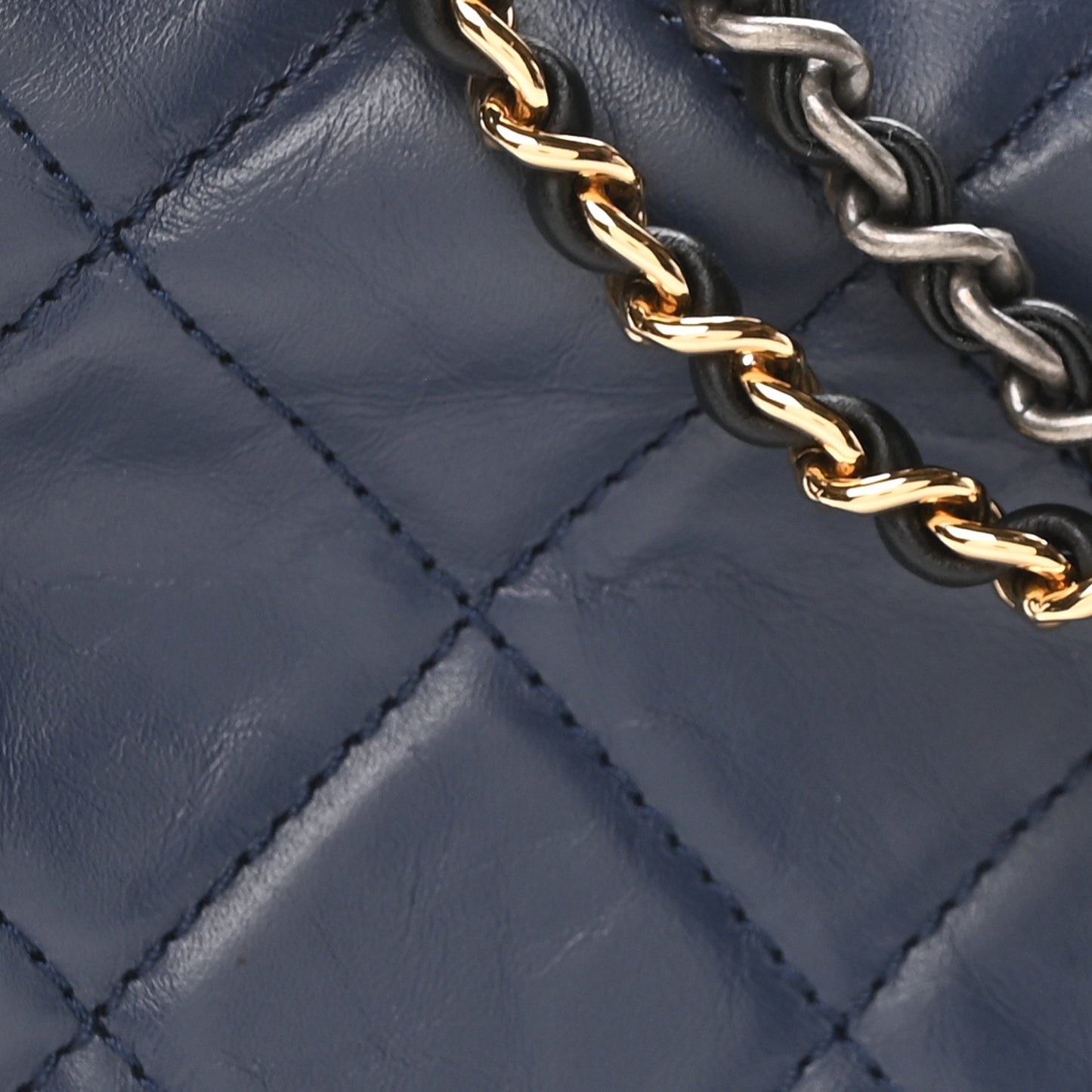 Aged Calfskin Quilted Small Gabrielle Hobo Navy Black