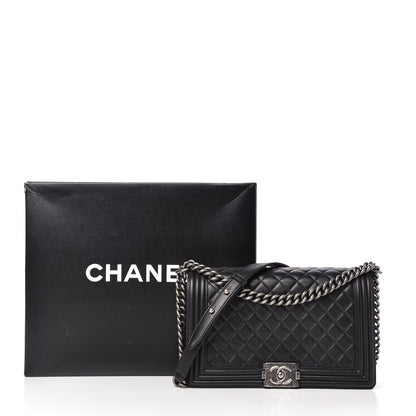 Chanel Metallic Calfskin Quilted New Medium Boy Flap Black 11 of 11