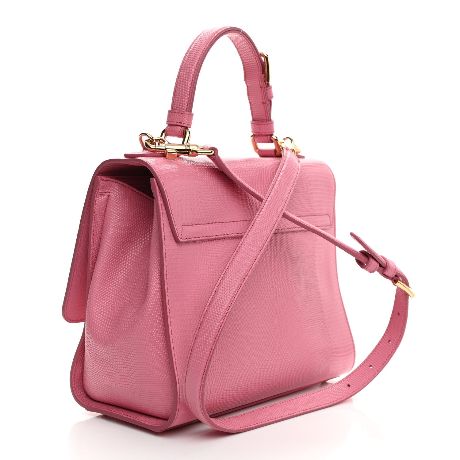 Dolce & Gabbana Lizard Calfskin Embossed Medium Monica Top Handle Bag Rosa Intenso 3 of 9
