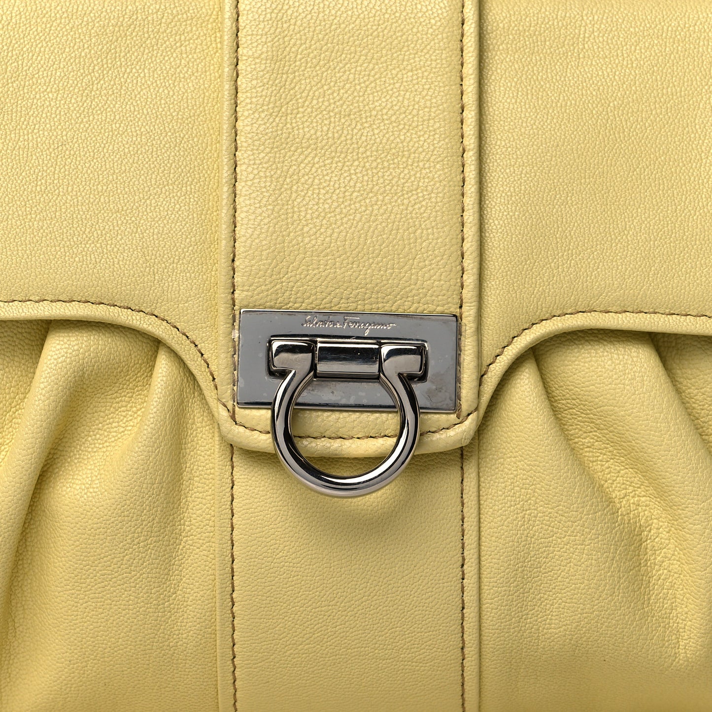 Goatskin Gancini Shoulder Bag Citronella