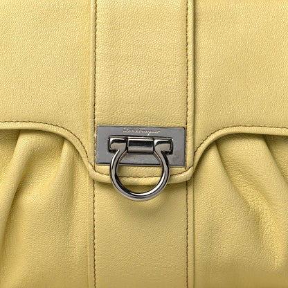 Salvatore Ferragamo Goatskin Gancini Shoulder Bag Citronella 6 of 9