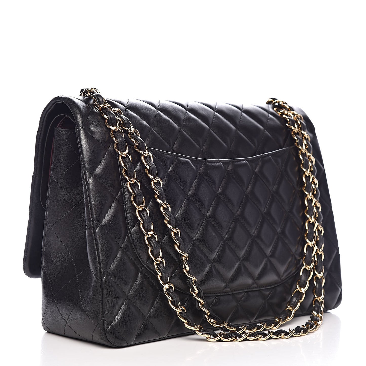 Lambskin Quilted Maxi Double Flap Black