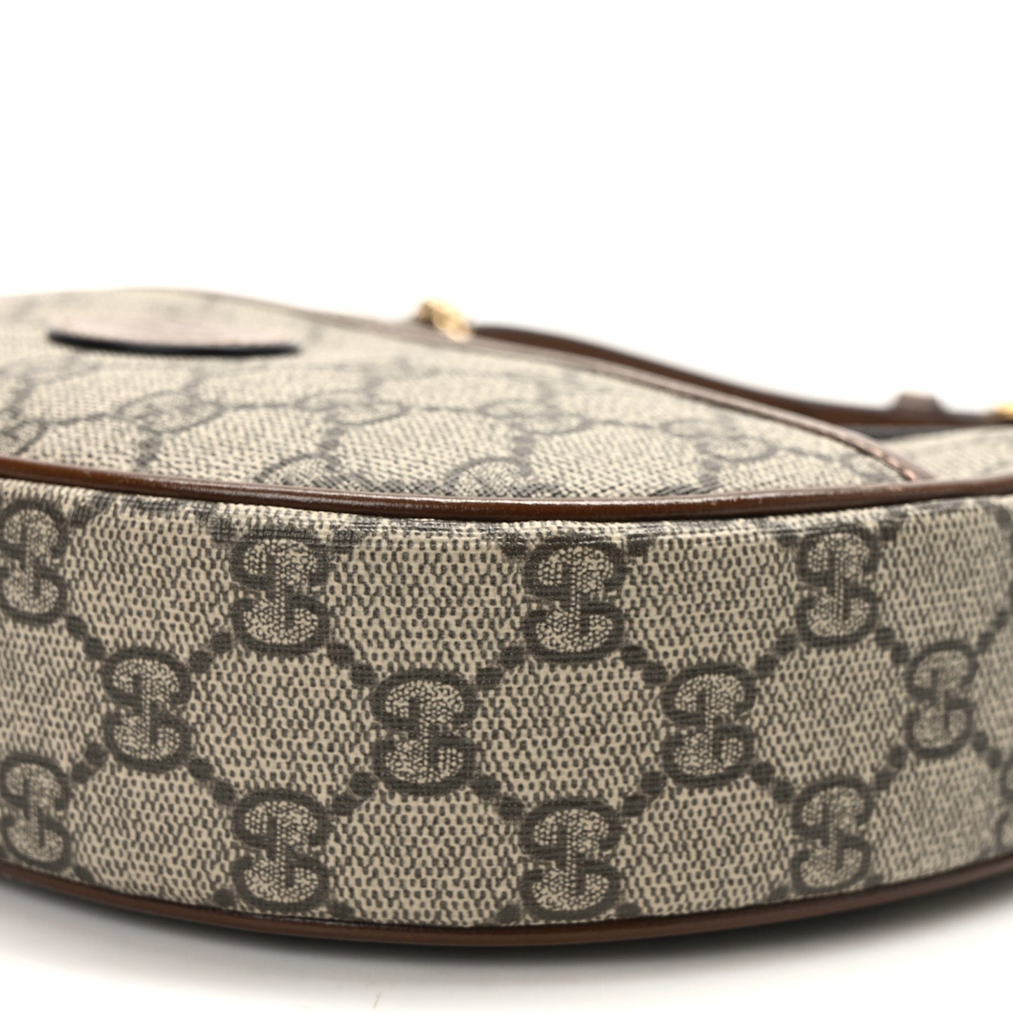 GG Supreme Monogram Azalea Calfskin Mini Retro Interlocking G Half Moon Bag Beige Ebony Brown Sugar