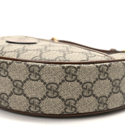 Gucci GG Supreme Monogram Azalea Calfskin Mini Retro Interlocking G Half Moon Bag Beige Ebony Brown Sugar 10 of 11