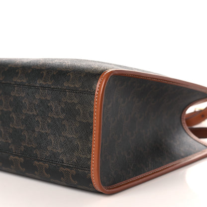 Celine Triomphe Canvas Calfskin Mini Horizontal Cabas Tan 10 of 10