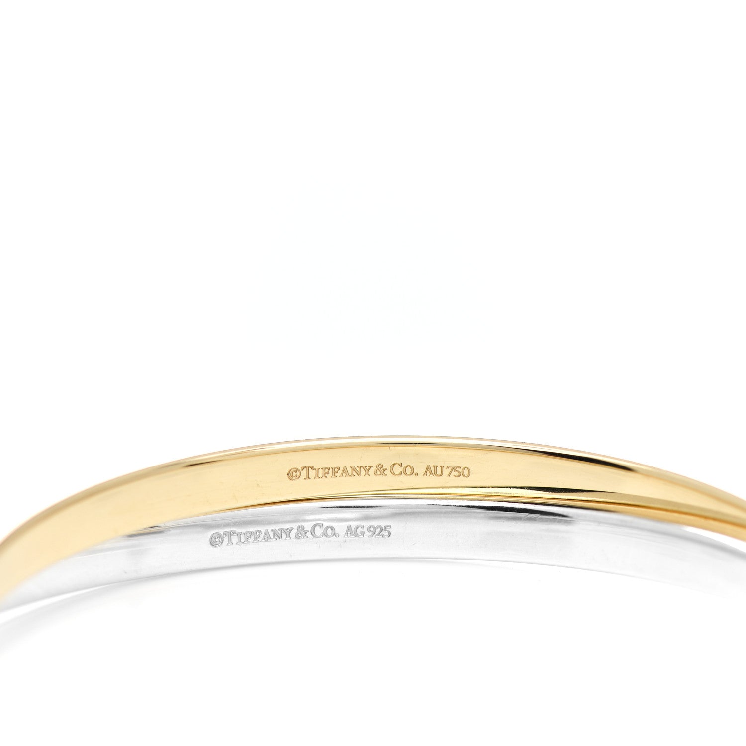 Tiffany 18K Yellow Gold Sterling Silver 1837 Interlocking Bangle Bracelet 3 of 3