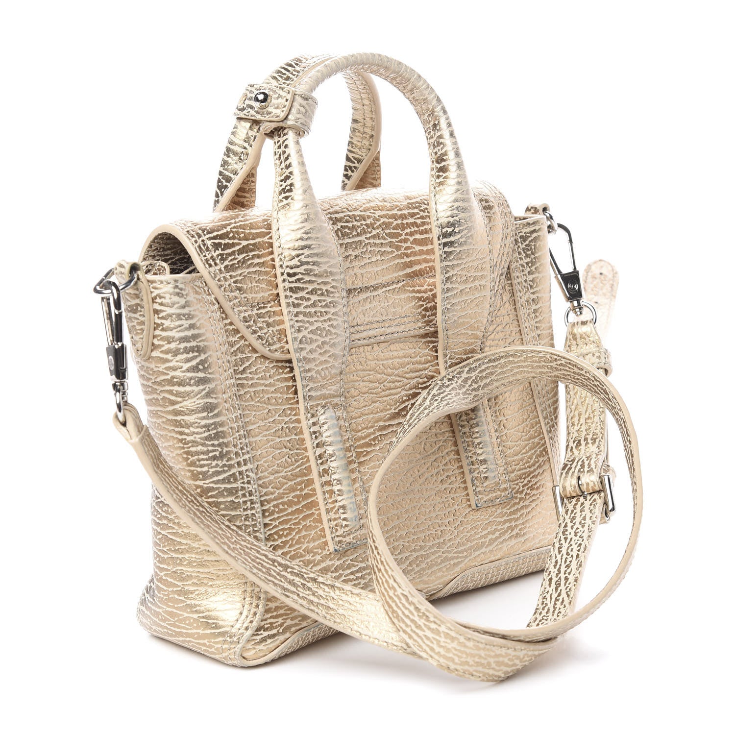 3.1 Phillip Lim 3.1 Textured Calfskin Mini Pashli Satchel Nude Platinum 2 of 10