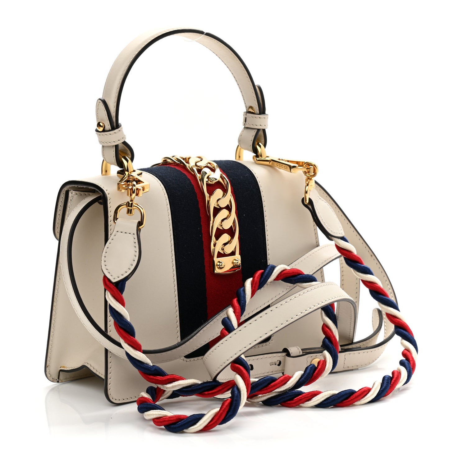 Calfskin Mini Sylvie Top Handle Bag White