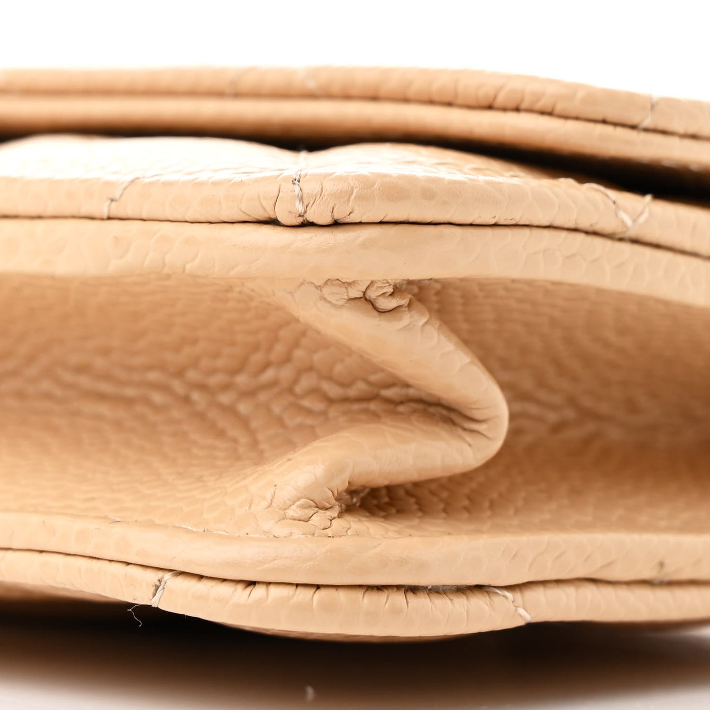 Caviar Quilted Wallet on Chain WOC Beige