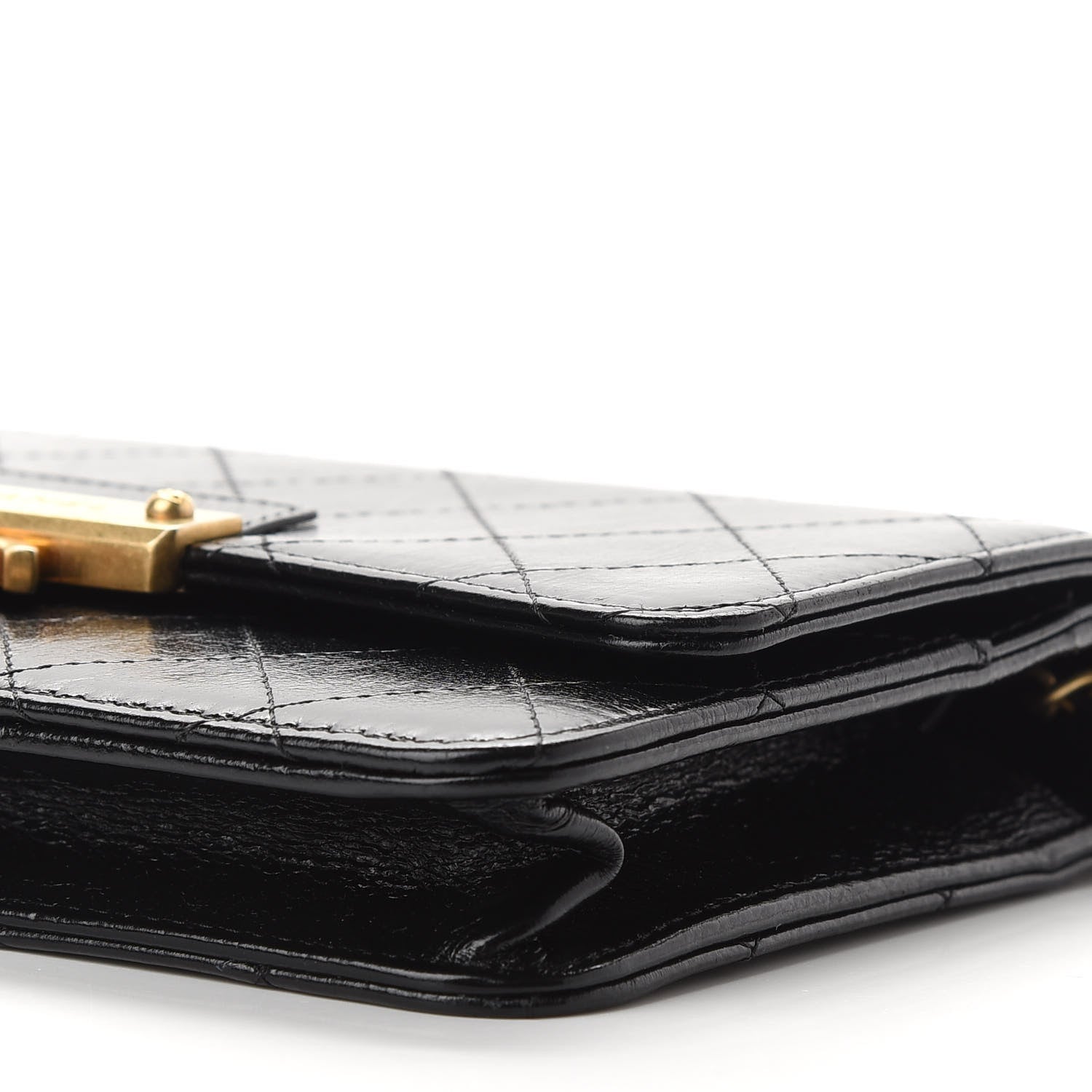 Chanel Goatskin Stitched Golden CC Wallet on Chain WOC Black 10 of 10
