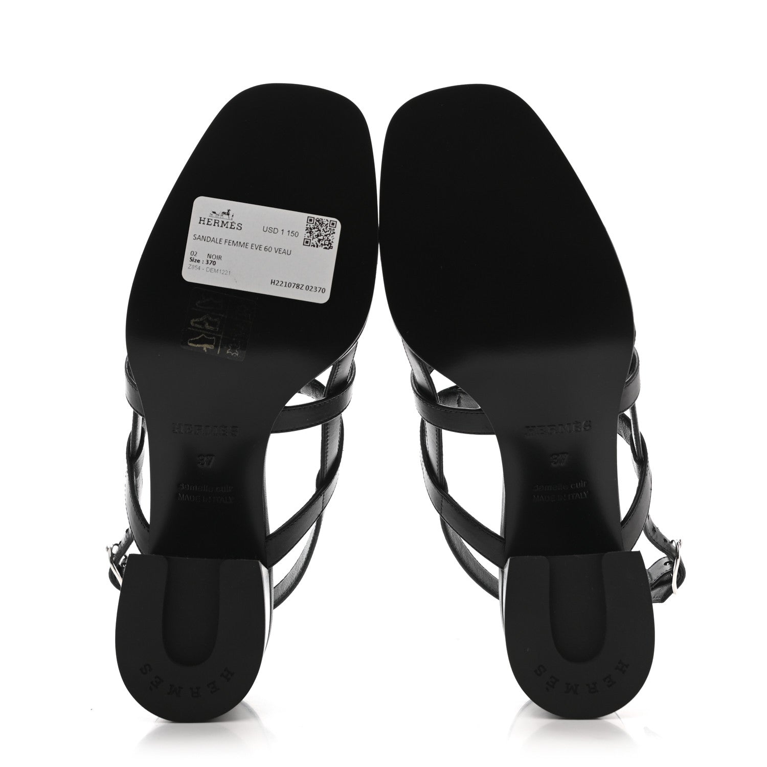 Hermes Calfskin Eve 60 Sandals 37 Black 9 of 18