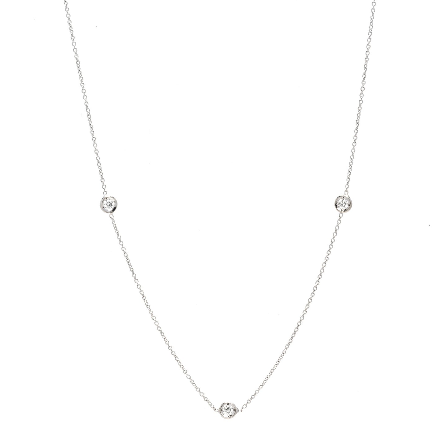 18K White Gold Diamond .23ctw Diamonds By The Inch Five Station Necklace