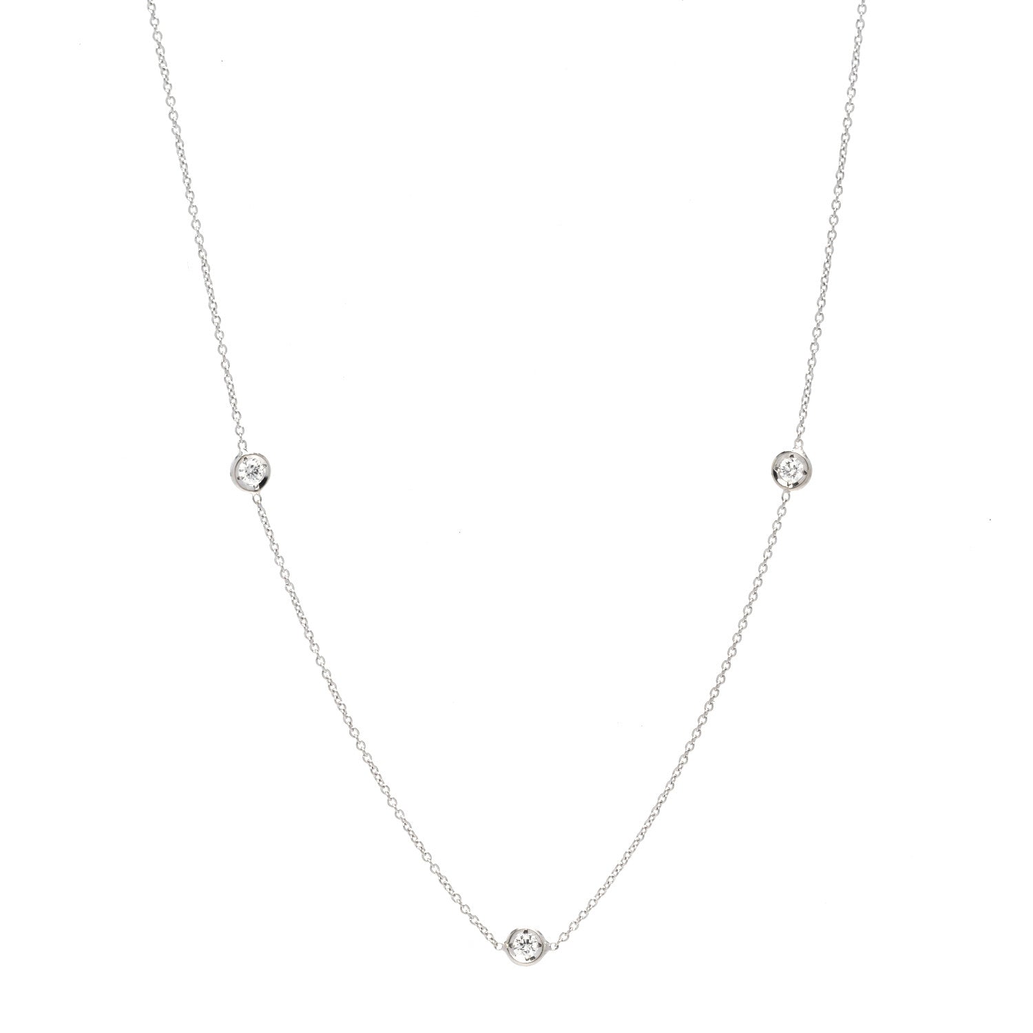 Roberto Coin 18K White Gold Diamond .23ctw Diamonds By The Inch Five Station Necklace 1 of 4