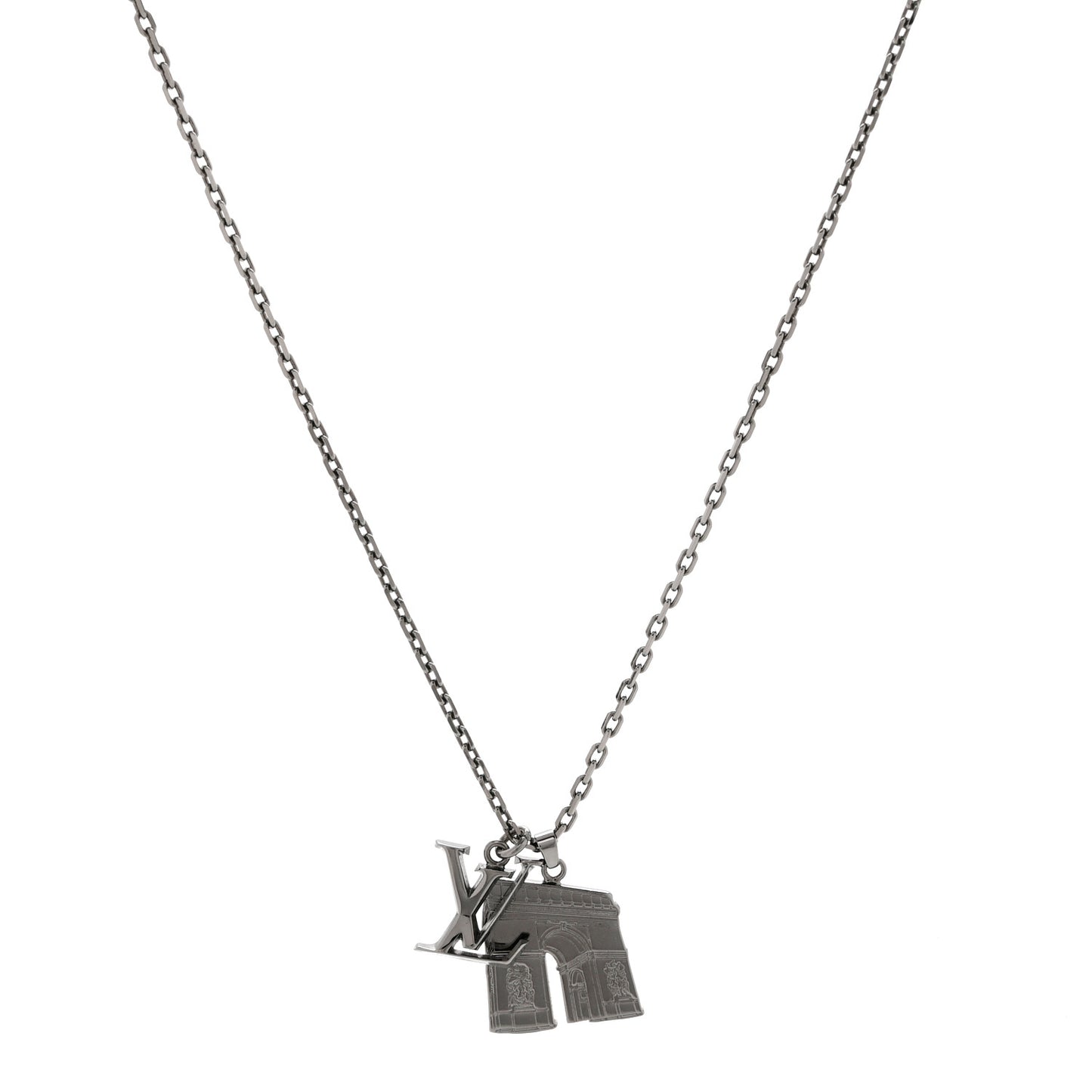 Metal Initial Arc City Pendant Necklace Silver Silver