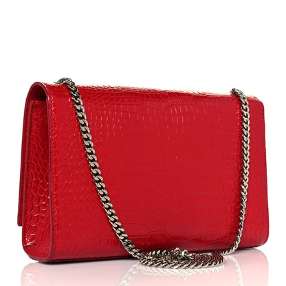 Saint Laurent Calfskin Crocodile Embossed Medium Classic Monogram Kate Tassel Satchel Red 3 of 11