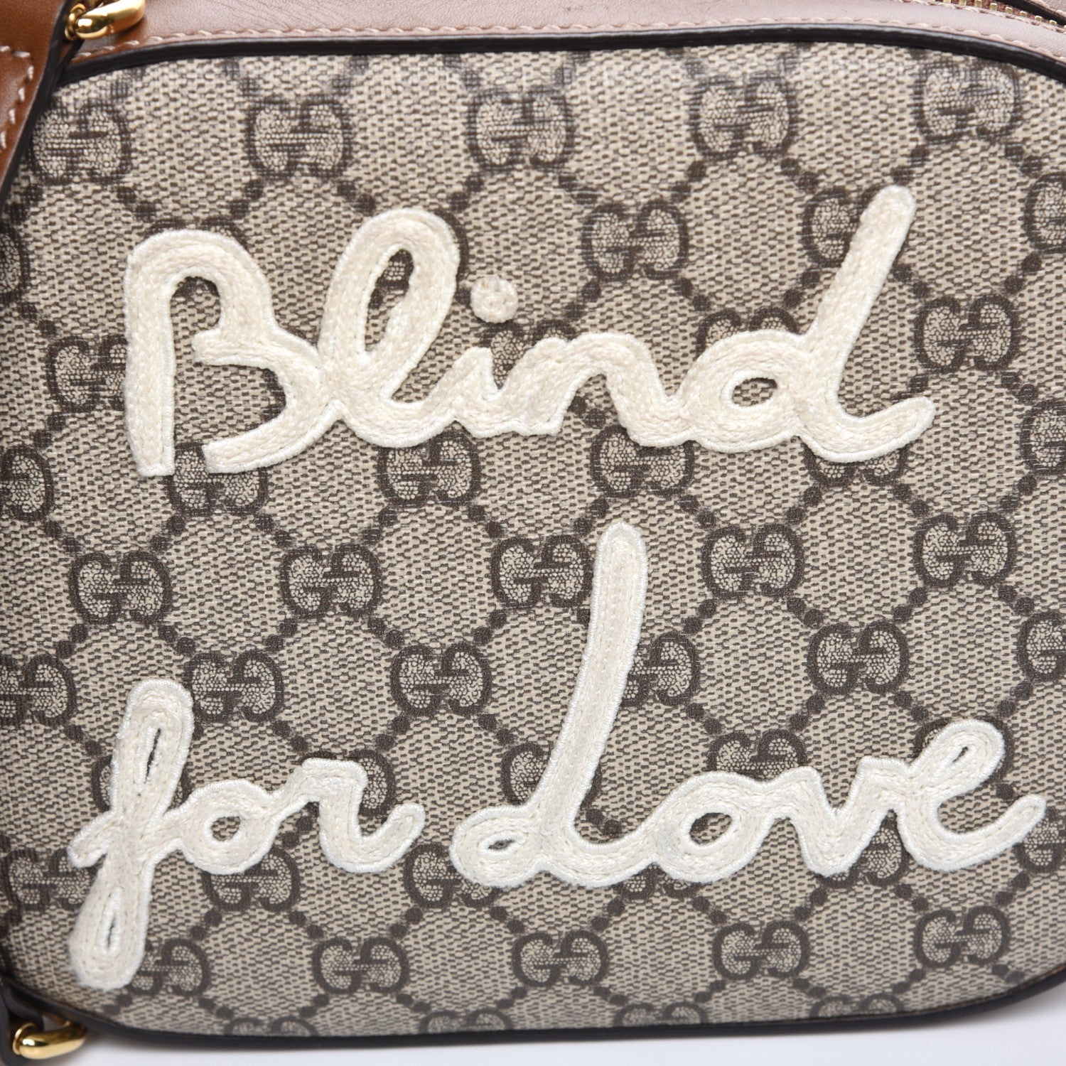 Gucci GG Supreme Monogram Blind For Love Embroidered Mini Chain Shoulder Bag Beige Tuscany 9 of 9