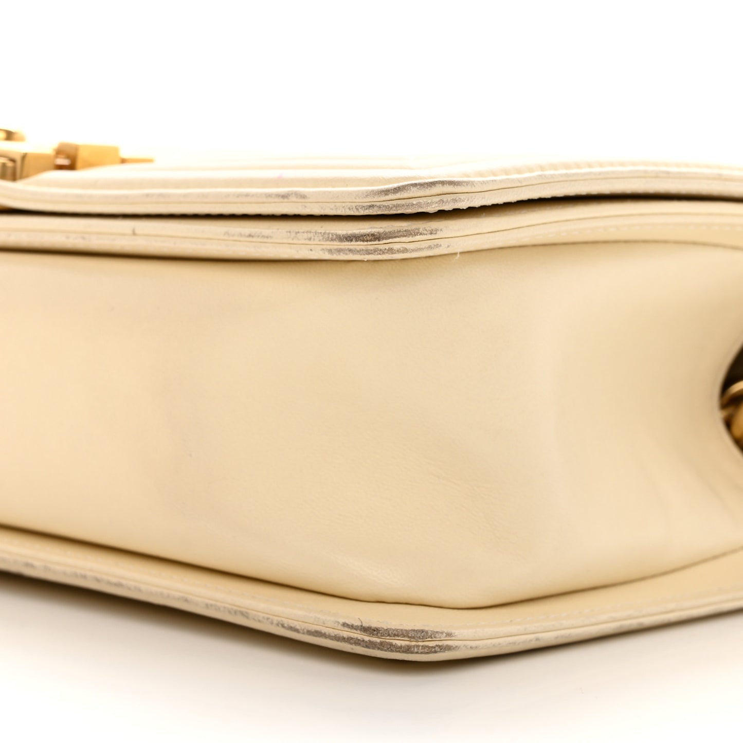 Lambskin Quilted Medium Boy Flap Light Beige