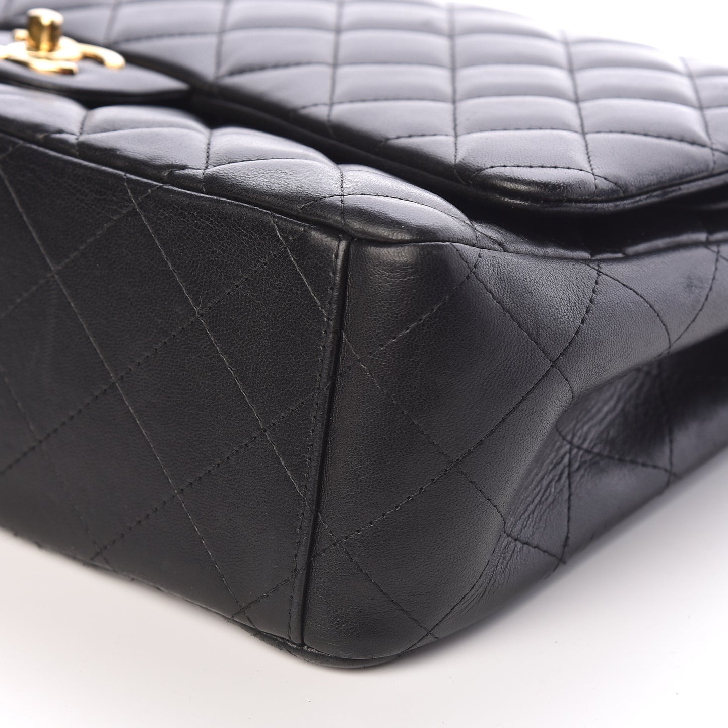 Lambskin Quilted Maxi Double Flap Black