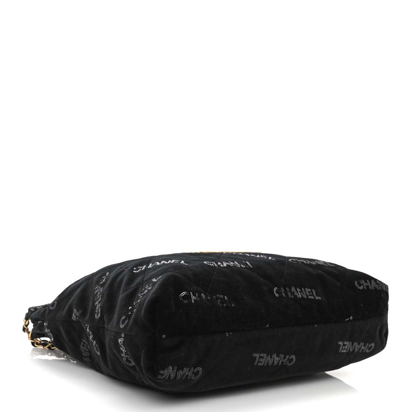 Velvet Sequin Quilted Chanel 22 Black