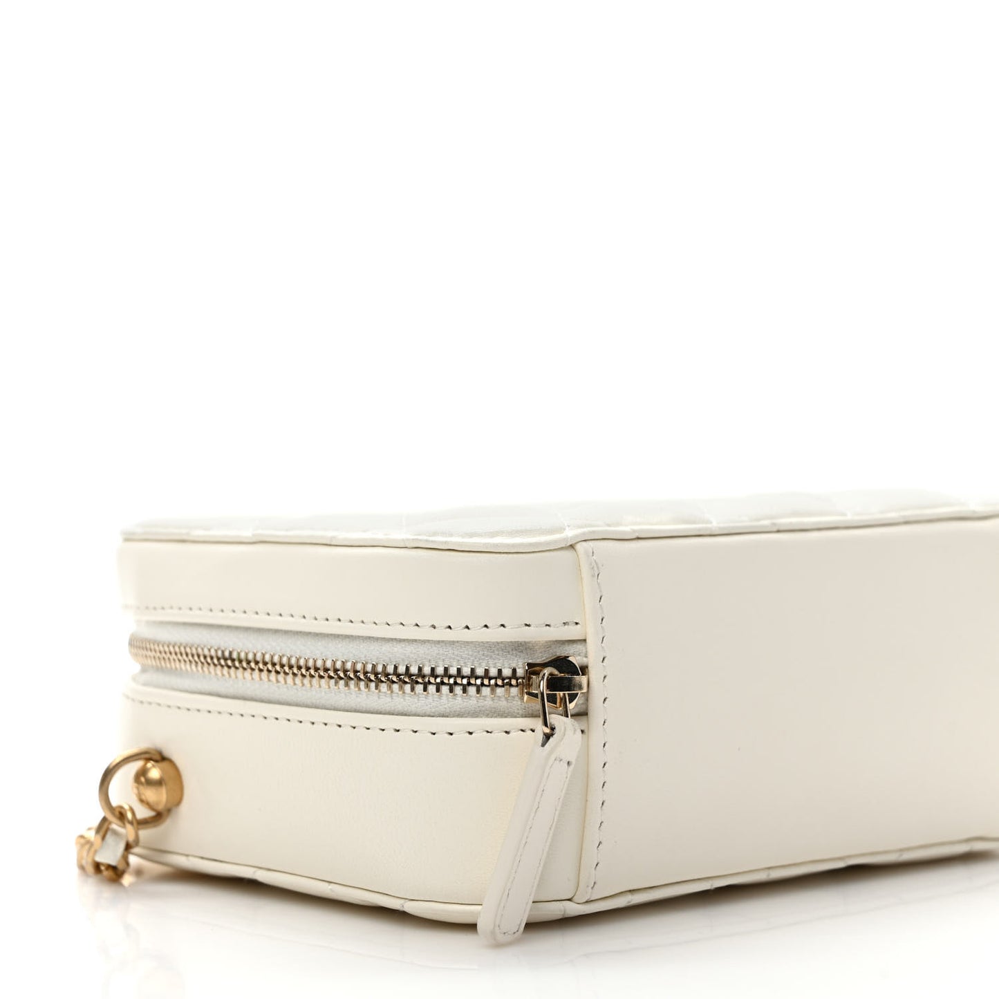 Lambskin Quilted CC Pearl Crush Camera Case White