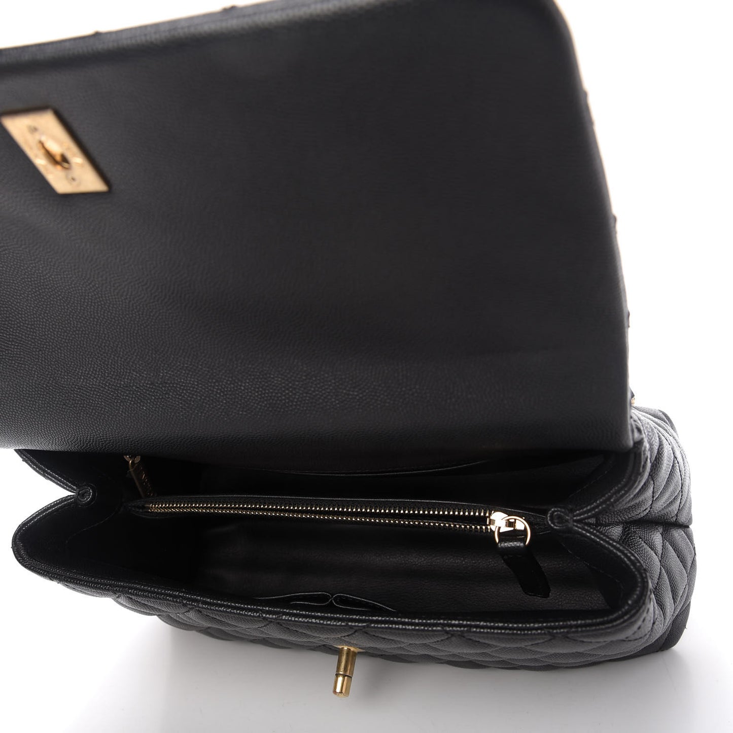 Caviar Lizard Embossed Quilted Small Coco Handle Flap