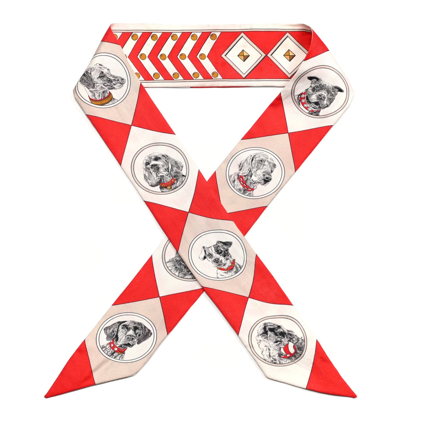 Silk Colliers Et Chiens Twilly Rouge White Mastic