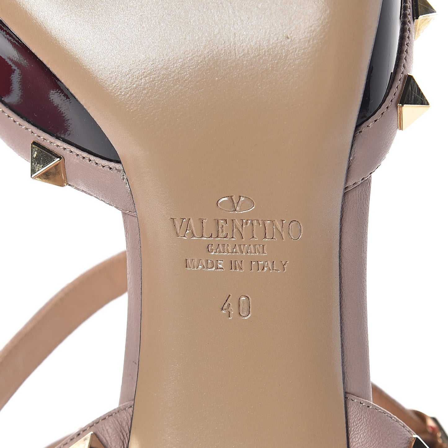 Patent Nappa Rockstud Ankle Strap 65mm Pumps 40 Black Poudre