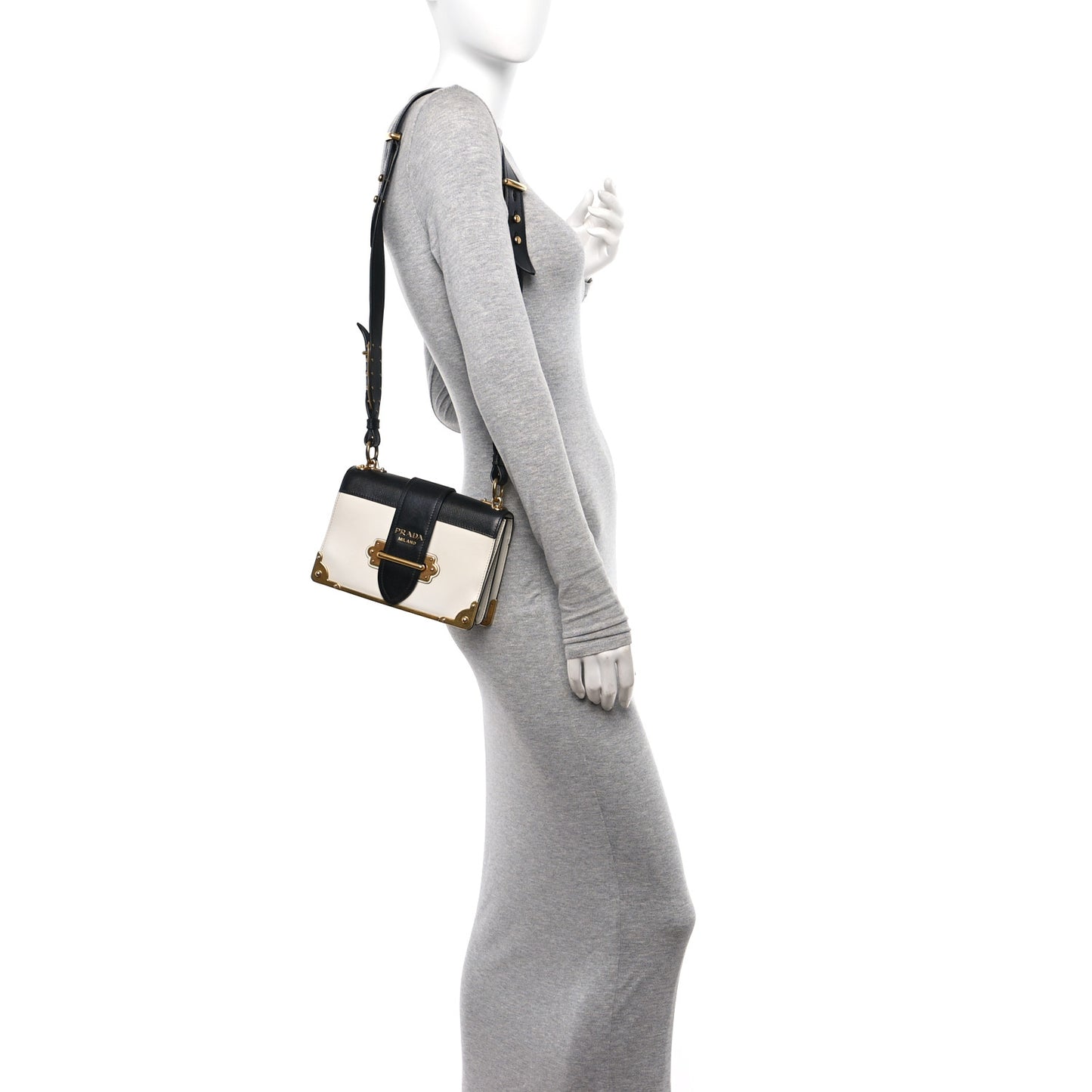 City Calf Saffiano Cahier Bag Talco Black