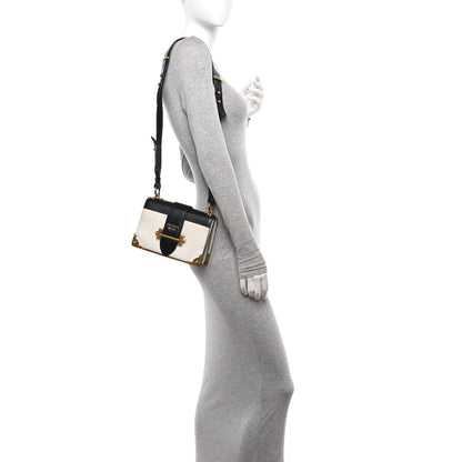 Prada City Calf Saffiano Cahier Bag Talco Black 2 of 9