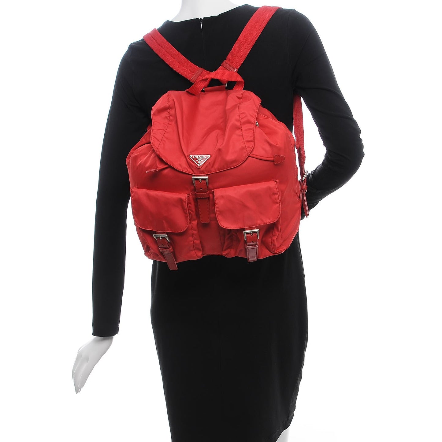 Nylon Vela Medium Backpack Rosso