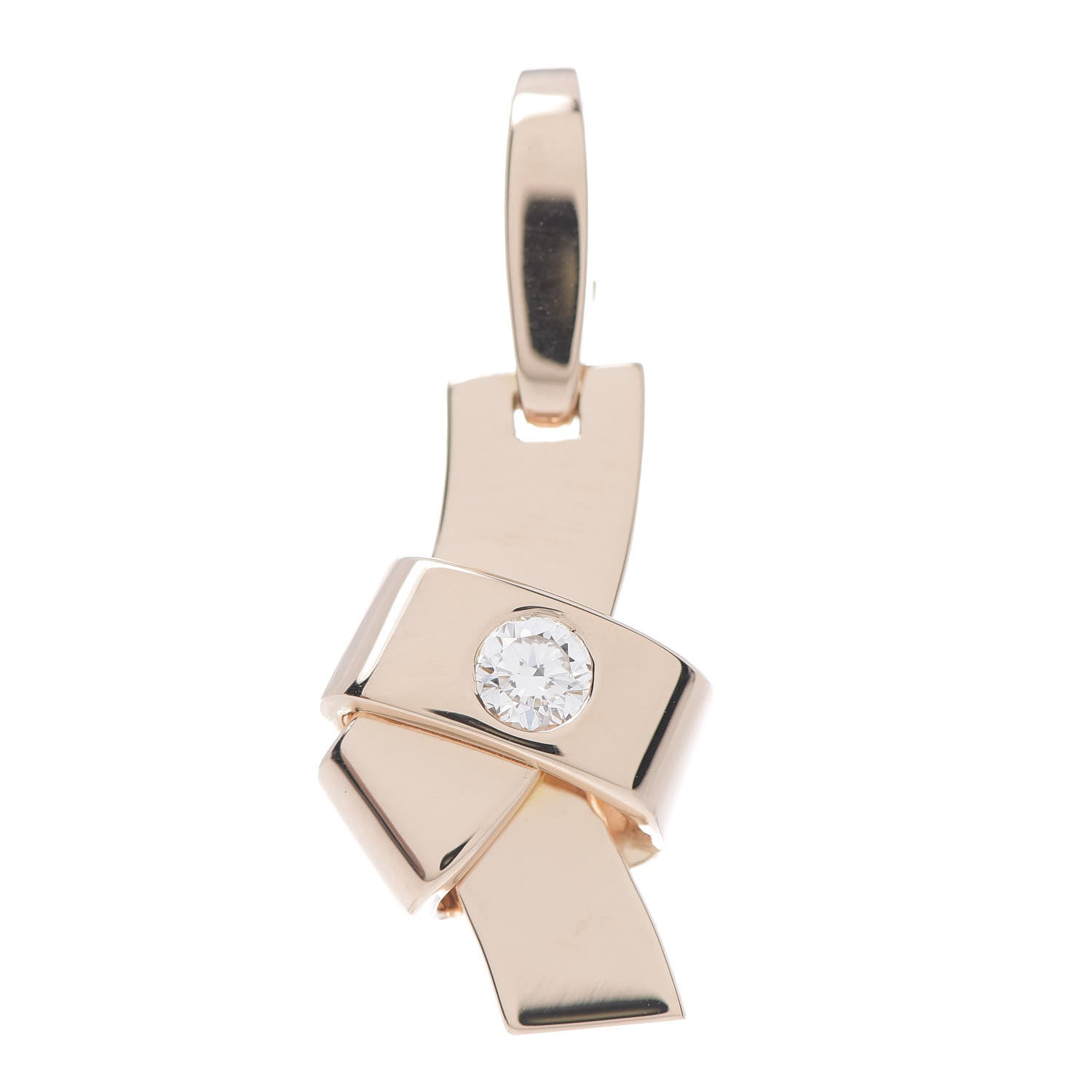 Cartier 18K Pink Gold Diamond Ribbon Knot Charm 1 of 2