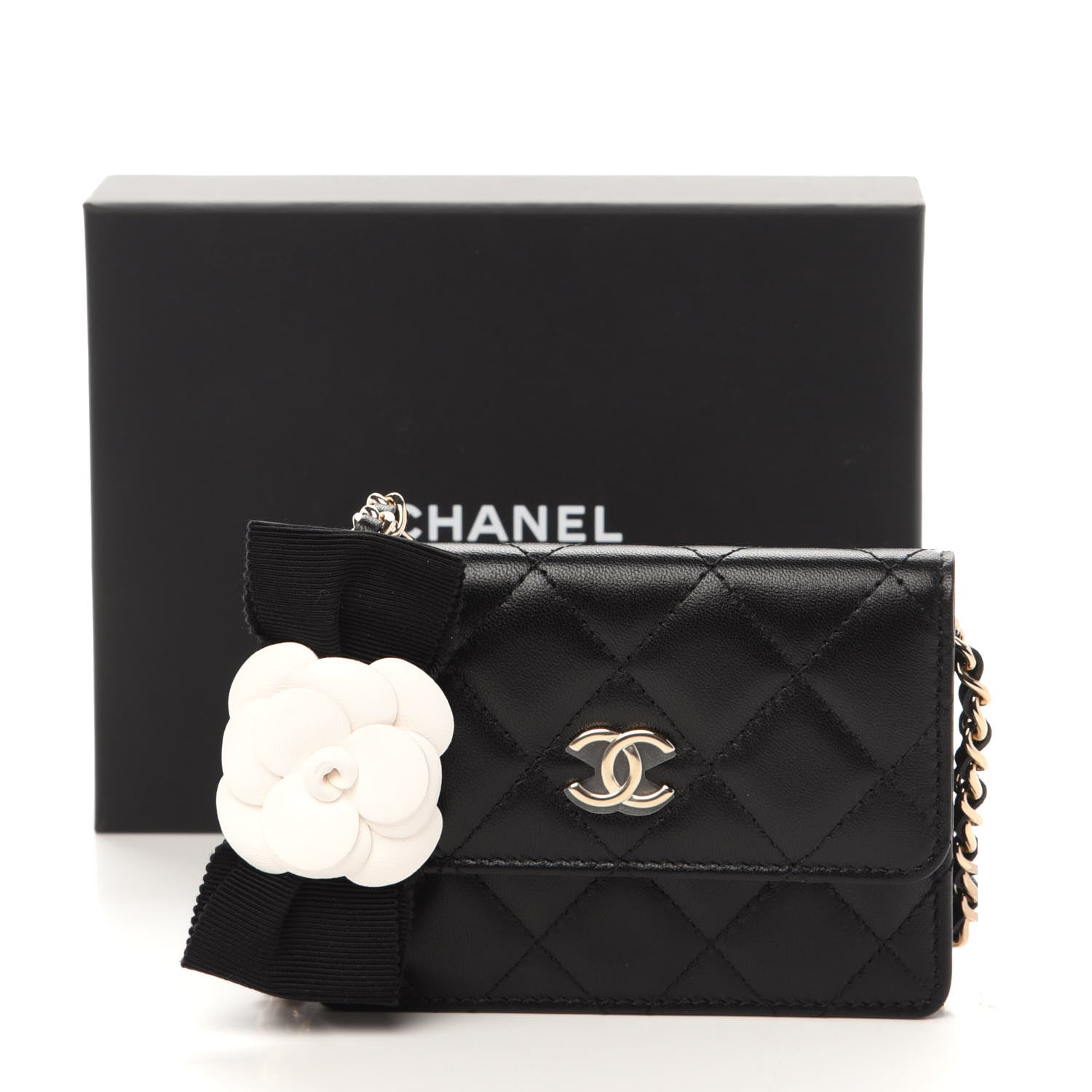 Chanel Lambskin Quilted My Chanel Lady Card Holder On Chain Black 11 of 11