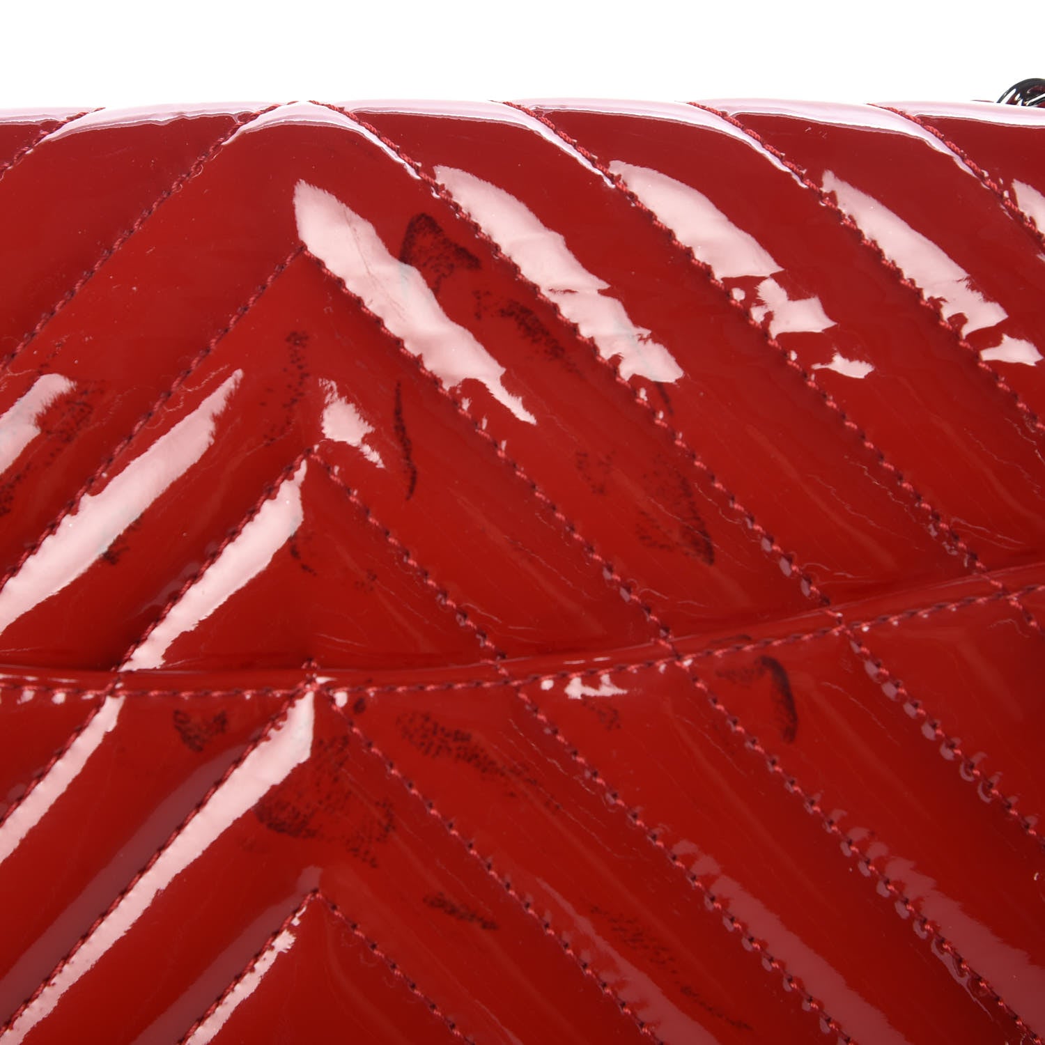 Chanel Patent Chevron Quilted Maxi Single Flap Red 9 of 15