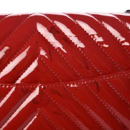 Chanel Patent Chevron Quilted Maxi Single Flap Red 9 of 15