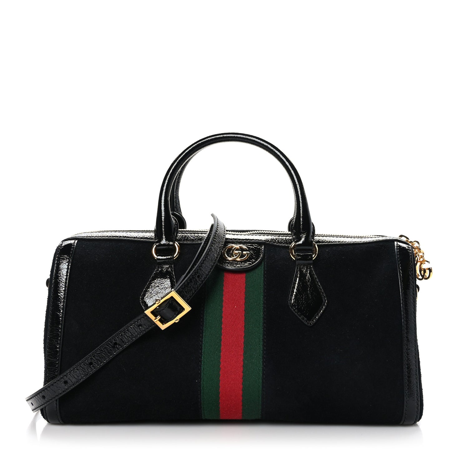 Suede Patent GG Web Medium Ophidia Boston Black