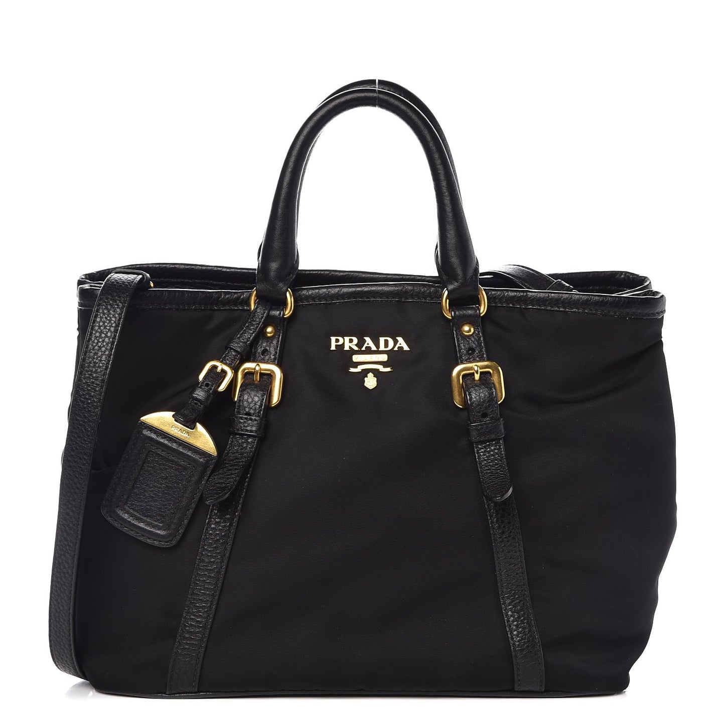 Tessuto Nylon Vitello Daino Tote Black