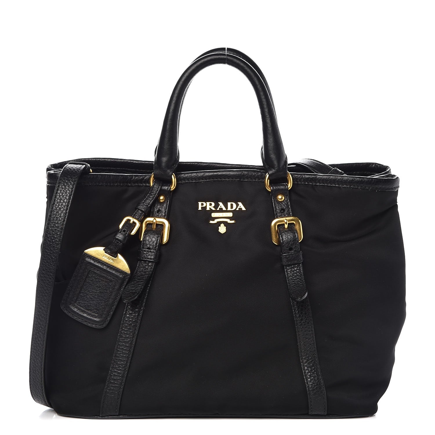 Prada Tessuto Nylon Vitello Daino Tote Black 1 of 9