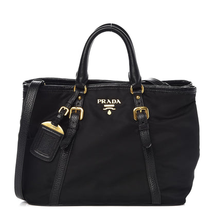 Prada Tessuto Nylon Vitello Daino Tote Black 1 of 9