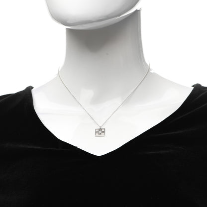 Tiffany 18K White Gold Diamond Atlas Square Pendant Necklace 2 of 5